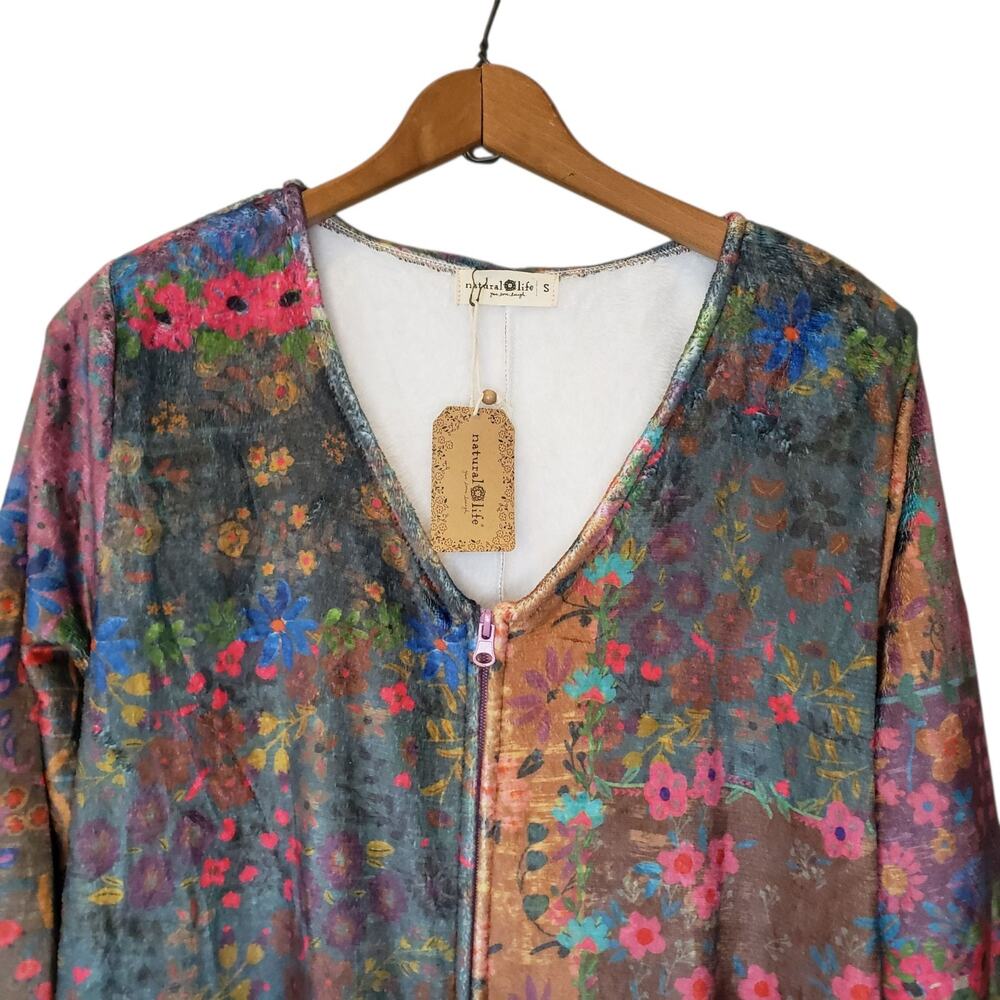 NWT Natural Life Womens Multicolor Floral Fleece Pajama Jumper Size Small Soft - Picture 4 of 8